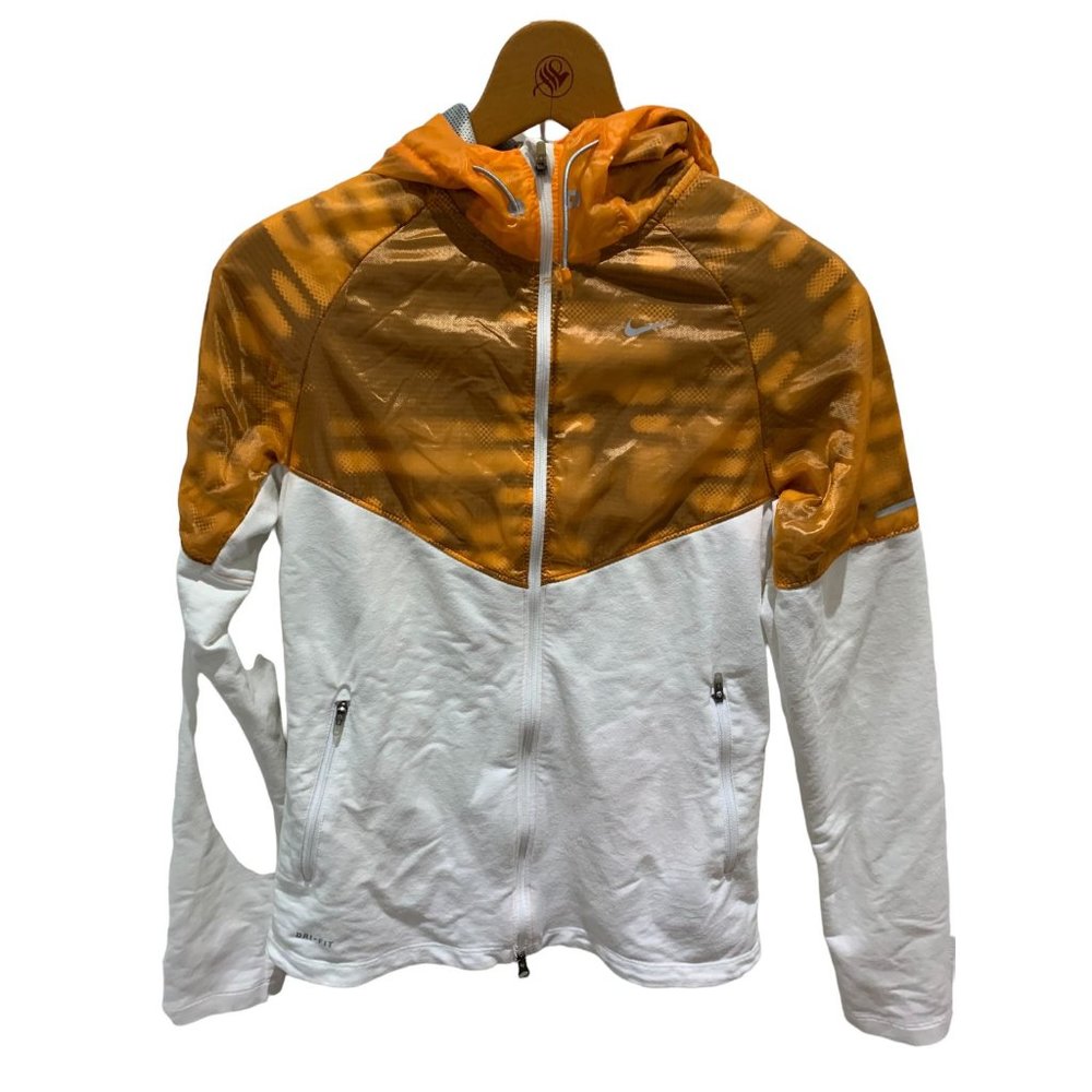 Nike Dri-Fit Women’s Running Jacket Size XS windbreaker white yellow